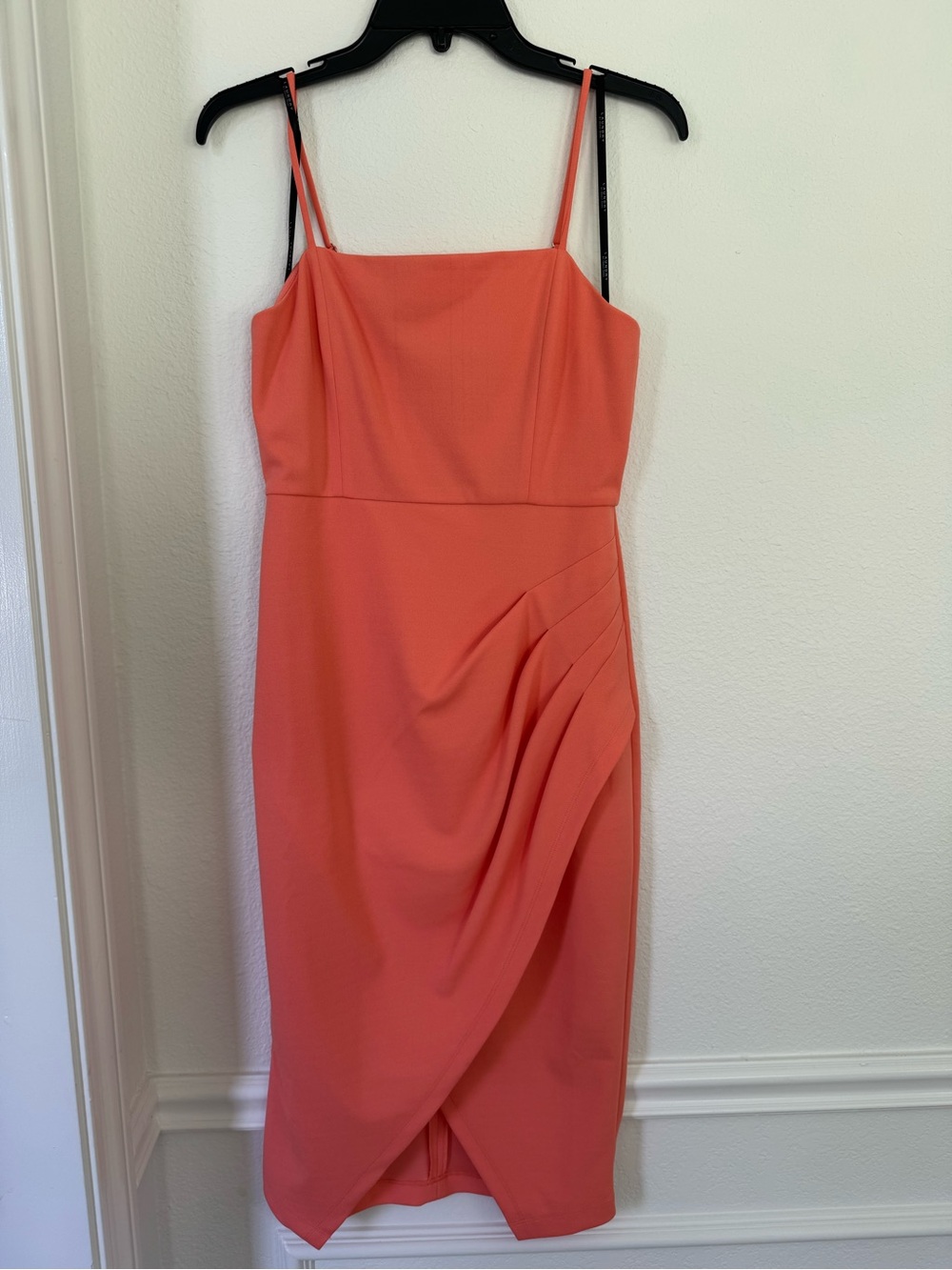 Laundry By Shelli Segal Coral Midi Sheath Dress with Draped Front